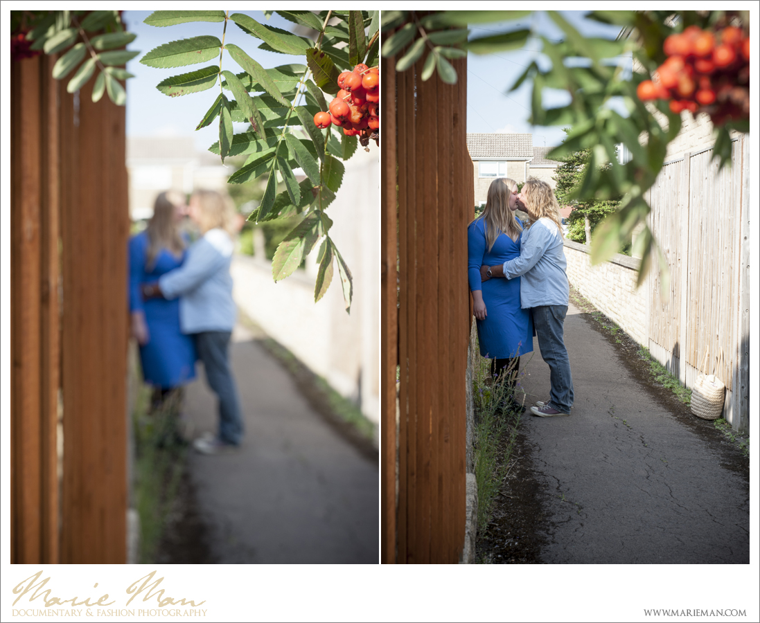 Emily & Paul - kissing by the Rowan tree